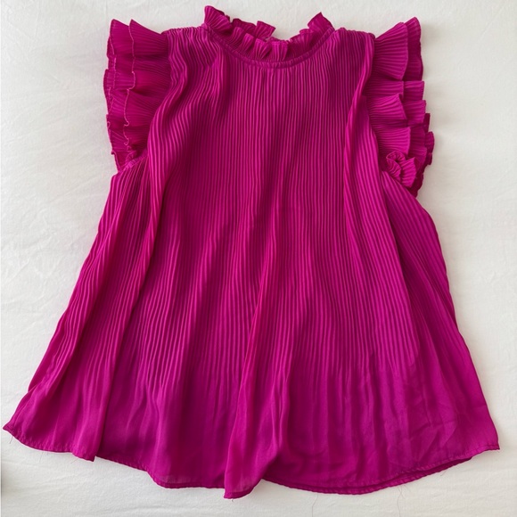 TCEC Ruffled Sleeveless Top in Vibrant Pink - Picture 2 of 5